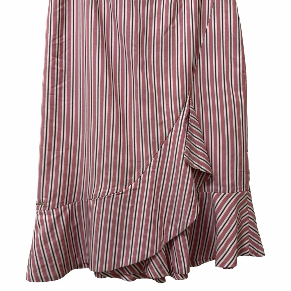 Ted Baker Coryn Striped Ruffle Hem Pencil Midi Pencil Skirt Size 4 Pink NEW - Picture 3 of 12